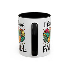 Load image into Gallery viewer, I Love Fall Heart Leaves Accent Coffee Mug — Fall Leaf Heart Design (11/15 oz)