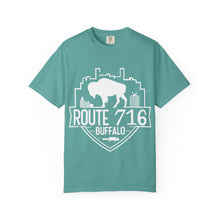 Load image into Gallery viewer, Route 716 Buffalo Crest T-Shirt — City Skyline & Guitar Logo