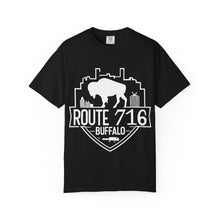 Load image into Gallery viewer, Route 716 Buffalo Crest T-Shirt — City Skyline & Guitar Logo