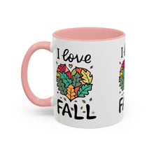 Load image into Gallery viewer, I Love Fall Heart Leaves Accent Coffee Mug — Fall Leaf Heart Design (11/15 oz)