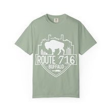 Load image into Gallery viewer, Route 716 Buffalo Crest T-Shirt — City Skyline & Guitar Logo