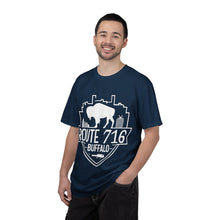 Load image into Gallery viewer, Route 716 Buffalo Crest T-Shirt — City Skyline & Guitar Logo