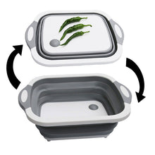 Load image into Gallery viewer, Camping car accessories foldable vegetable sink cutting board portable washing and draining basket TPR suitable for RV RV boats