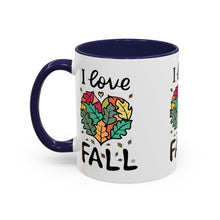 Load image into Gallery viewer, I Love Fall Heart Leaves Accent Coffee Mug — Fall Leaf Heart Design (11/15 oz)
