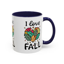 Load image into Gallery viewer, I Love Fall Heart Leaves Accent Coffee Mug — Fall Leaf Heart Design (11/15 oz)
