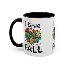 Load image into Gallery viewer, I Love Fall Heart Leaves Accent Coffee Mug — Fall Leaf Heart Design (11/15 oz)
