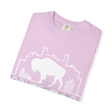 Load image into Gallery viewer, Route 716 Buffalo Crest T-Shirt — City Skyline &amp; Guitar Logo
