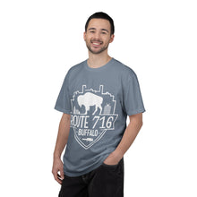 Load image into Gallery viewer, Route 716 Buffalo Crest T-Shirt — City Skyline &amp; Guitar Logo
