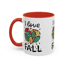 Load image into Gallery viewer, I Love Fall Heart Leaves Accent Coffee Mug — Fall Leaf Heart Design (11/15 oz)
