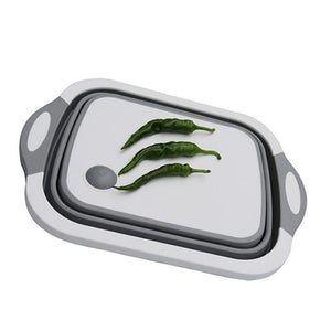 Camping car accessories foldable vegetable sink cutting board portable washing and draining basket TPR suitable for RV RV boats