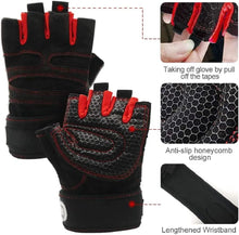 Load image into Gallery viewer, Men Gym Gloves Weightlifting Bodybuilding Training Fitness Fingerless Gloves Half Finger Cycling Gloves Non-Slip Wrist Support
