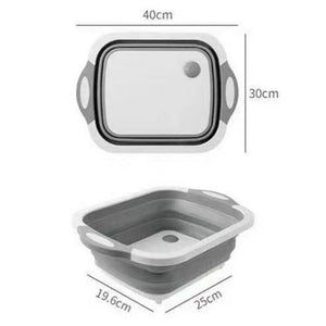 Camping car accessories foldable vegetable sink cutting board portable washing and draining basket TPR suitable for RV RV boats