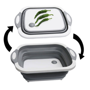 Camping car accessories foldable vegetable sink cutting board portable washing and draining basket TPR suitable for RV RV boats